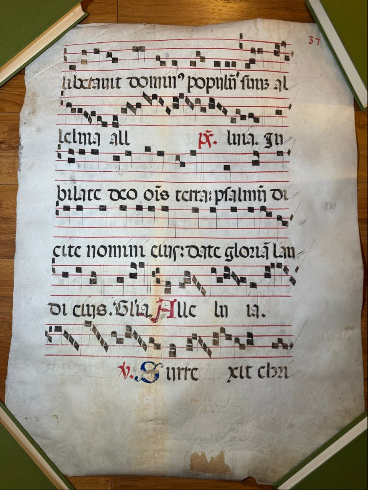 Monumental Medieval Choirbook Leaf on Vellum Italy, c. 1475–1500