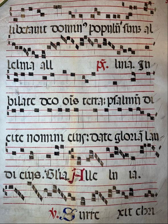 Monumental Medieval Choirbook Leaf on Vellum Italy, c. 1475–1500
