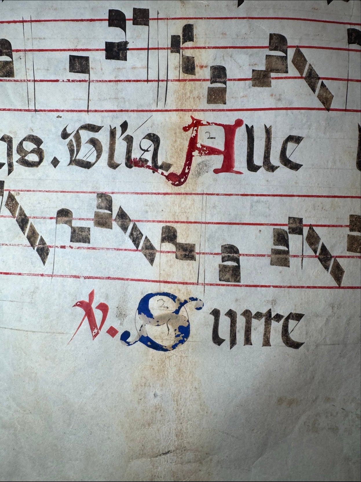 Monumental Medieval Choirbook Leaf on Vellum Italy, c. 1475–1500