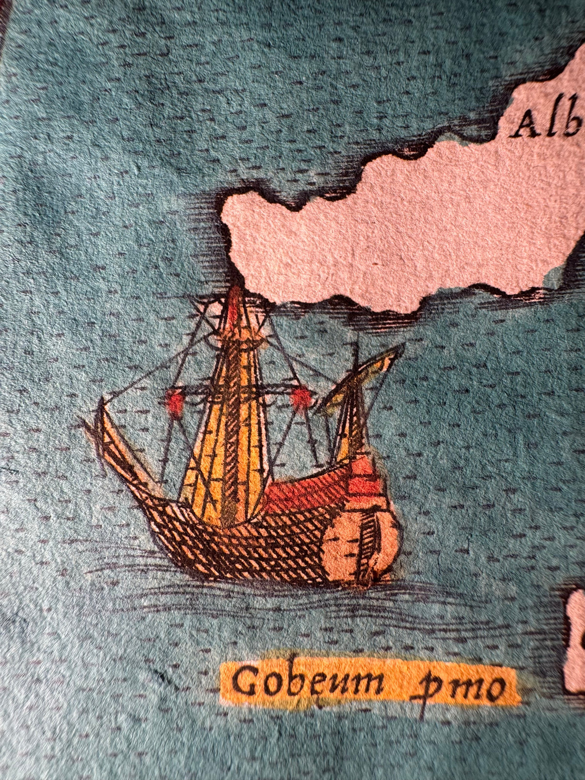 1599 Ptolemaic Map of France – Tabula Europae III – Sea Monster & Sailing Ship