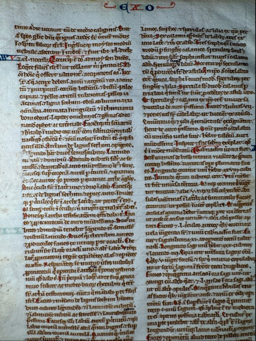13th C. Paris Bible Leaf – Exodus 23-26 – Latin Manuscript on Vellum