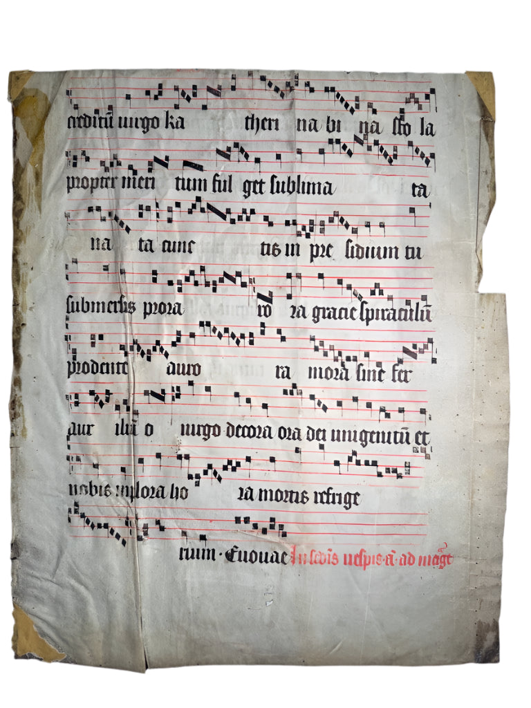 15th Century Medieval Manuscript Leaf – Gregorian Chant