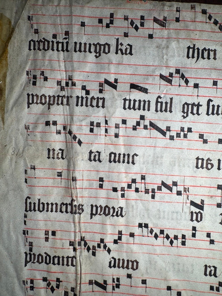 15th Century Medieval Manuscript Leaf – Gregorian Chant