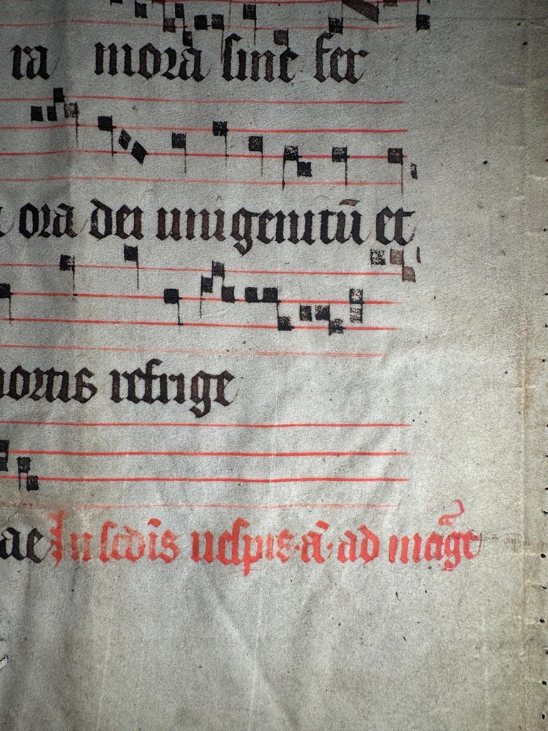 15th Century Medieval Manuscript Leaf – Gregorian Chant