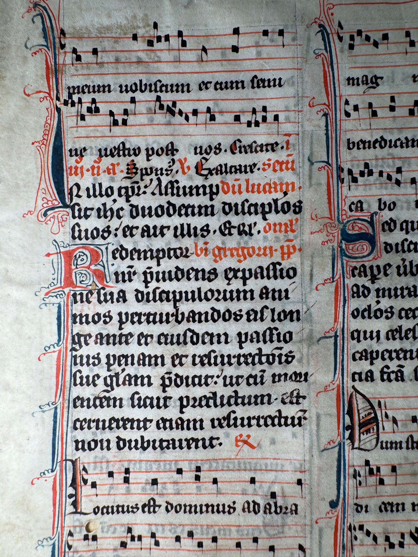 13th–14th Century Medieval Gregorian Chant Manuscript Leaf – France, c. 1280–1325