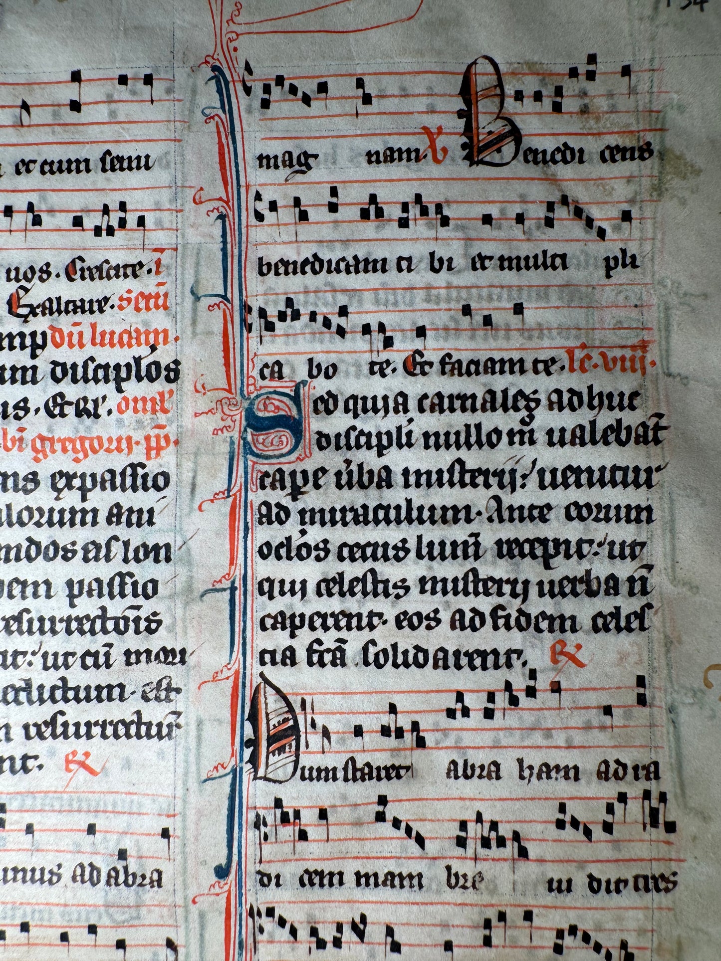 13th–14th Century Medieval Gregorian Chant Manuscript Leaf – France, c. 1280–1325