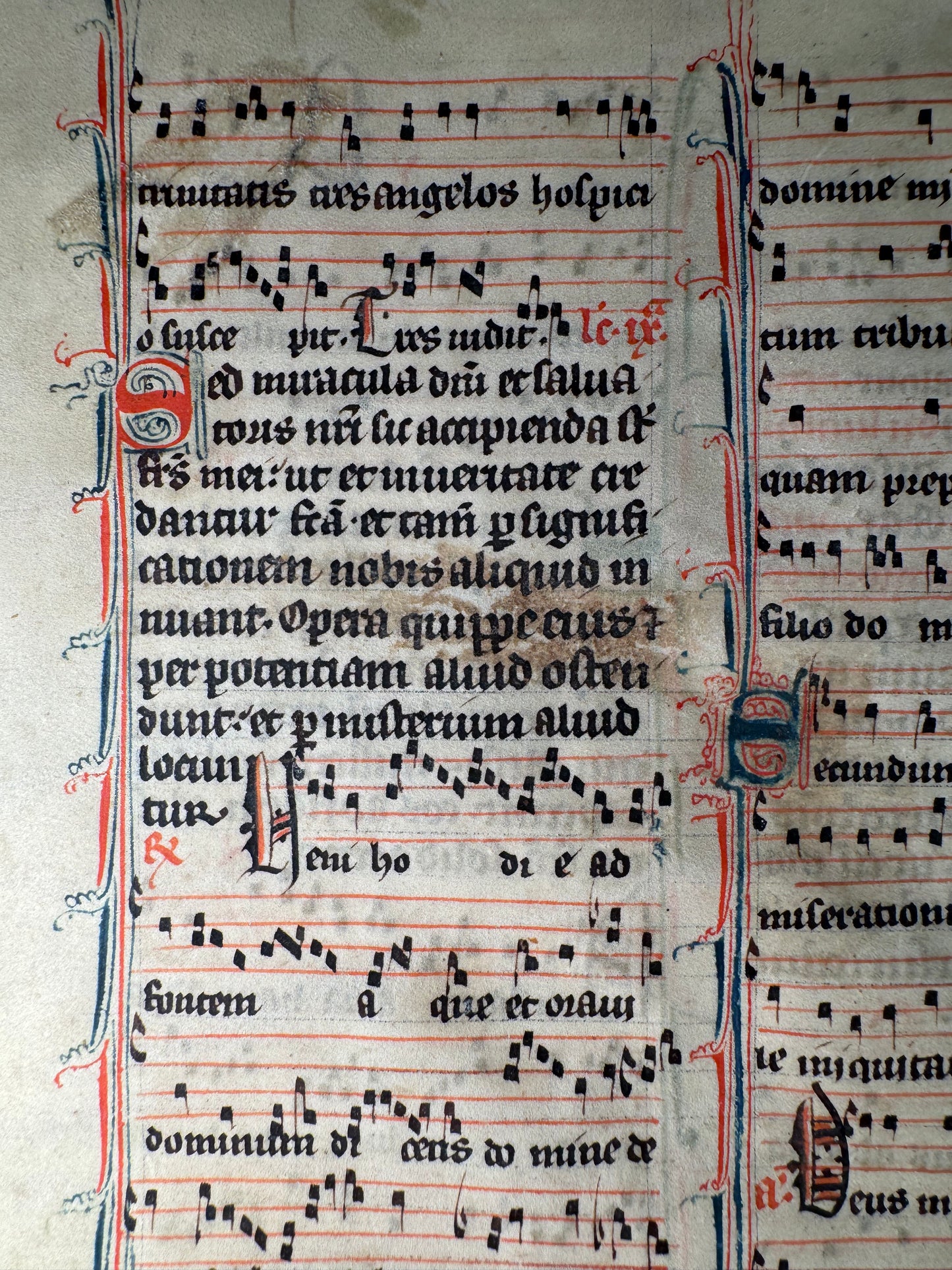 13th–14th Century Medieval Gregorian Chant Manuscript Leaf – France, c. 1280–1325