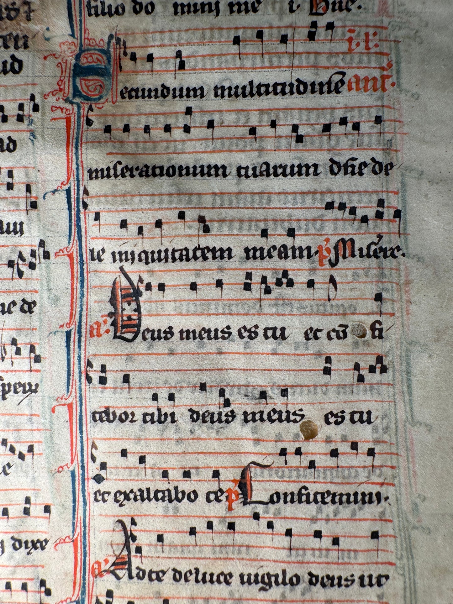 13th–14th Century Medieval Gregorian Chant Manuscript Leaf – France, c. 1280–1325